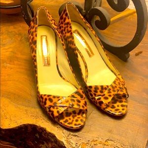 Rupert Sanderson Patent Leopard Pumps
